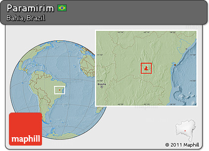 Savanna Style Location Map of Paramirim, hill shading