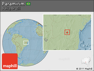 Savanna Style Location Map of Paramirim, hill shading
