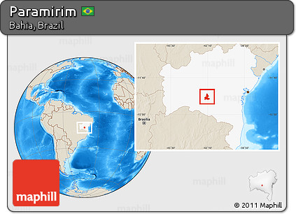 Shaded Relief Location Map of Paramirim, highlighted parent region