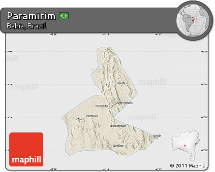 Shaded Relief Map of Paramirim, single color outside