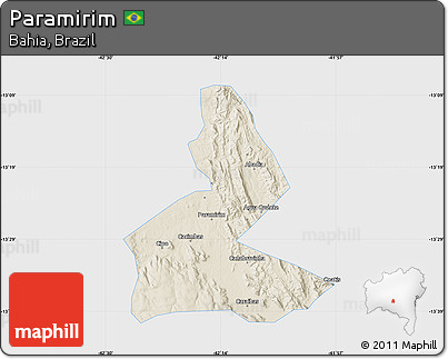 Shaded Relief Map of Paramirim, single color outside