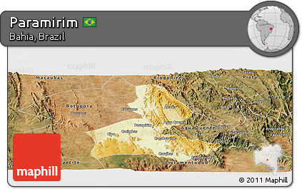 Physical Panoramic Map of Paramirim, satellite outside