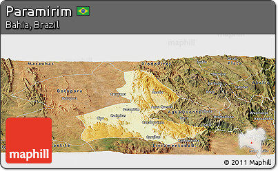 Physical Panoramic Map of Paramirim, satellite outside