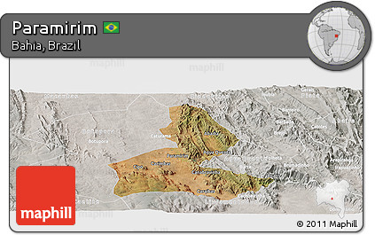 Satellite Panoramic Map of Paramirim, lighten, semi-desaturated