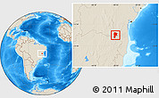 Shaded Relief Location Map of Vitoria D Conqui
