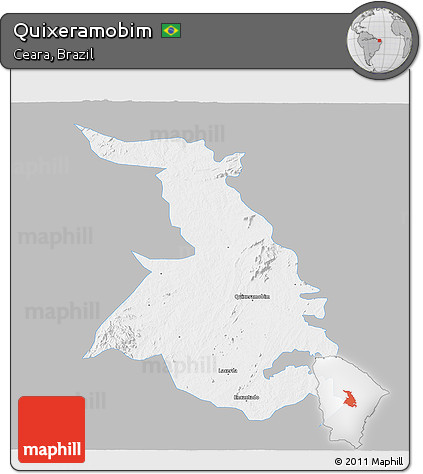 Gray 3D Map of Quixeramobim, single color outside
