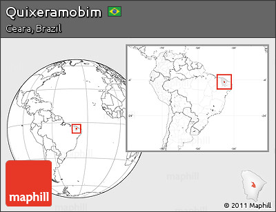 Blank Location Map of Quixeramobim, highlighted parent region, within the entire country