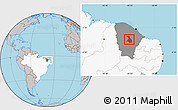 Gray Location Map of Quixeramobim, highlighted country, highlighted parent region