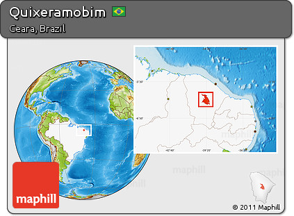 Physical Location Map of Quixeramobim, highlighted country
