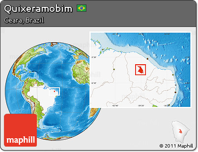 Physical Location Map of Quixeramobim, highlighted country