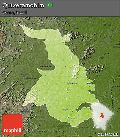Physical Map of Quixeramobim, darken