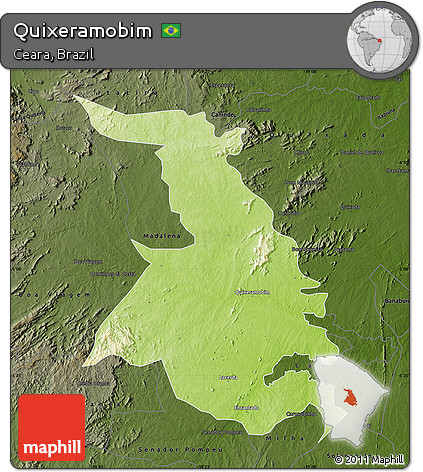 Physical Map of Quixeramobim, darken