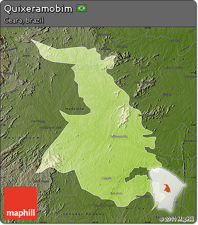 Physical Map of Quixeramobim, darken