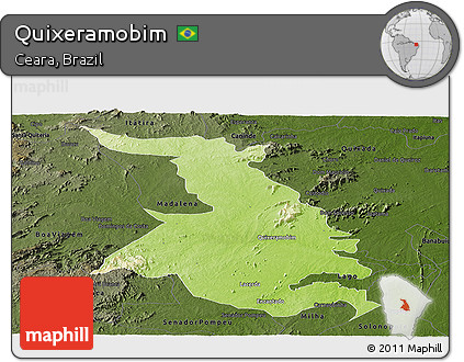 Physical Panoramic Map of Quixeramobim, darken