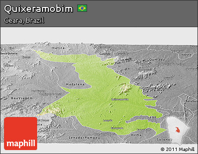 Physical Panoramic Map of Quixeramobim, desaturated