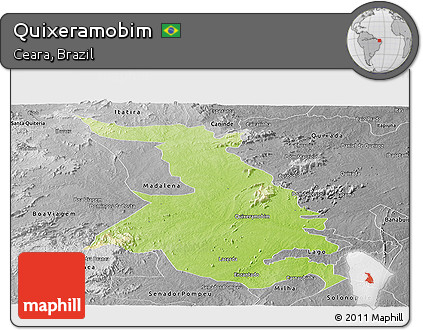 Physical Panoramic Map of Quixeramobim, desaturated