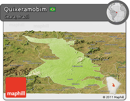 Physical Panoramic Map of Quixeramobim, satellite outside