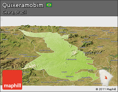 Physical Panoramic Map of Quixeramobim, satellite outside