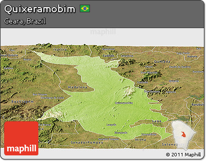 Physical Panoramic Map of Quixeramobim, satellite outside