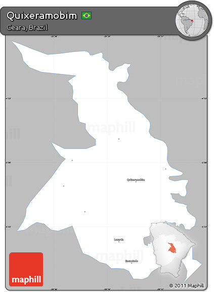Gray Simple Map of Quixeramobim, single color outside