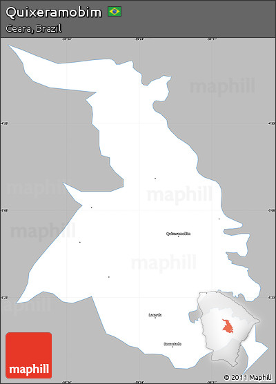 Gray Simple Map of Quixeramobim, single color outside