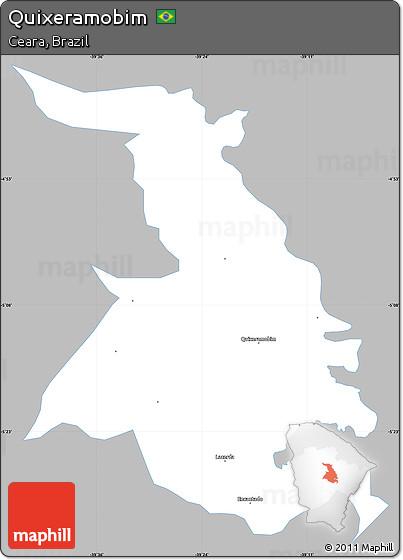 Gray Simple Map of Quixeramobim, single color outside