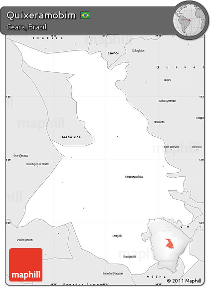 Silver Style Simple Map of Quixeramobim