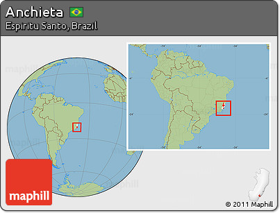 Savanna Style Location Map of Anchieta, highlighted parent region, within the entire country