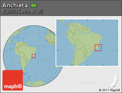 Savanna Style Location Map of Anchieta, highlighted parent region, within the entire country