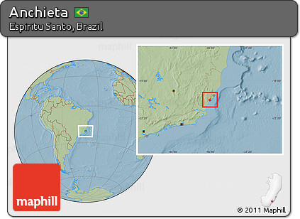 Savanna Style Location Map of Anchieta, hill shading