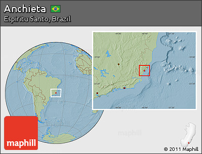 Savanna Style Location Map of Anchieta, hill shading