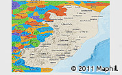 Shaded Relief Panoramic Map of Espiritu Santo, political outside