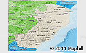 Shaded Relief Panoramic Map of Espiritu Santo, political shades outside