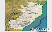Shaded Relief Panoramic Map of Espiritu Santo, satellite outside