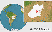 Satellite Location Map of Abadiania, highlighted parent region