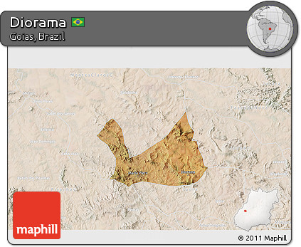 Satellite 3D Map of Diorama, lighten