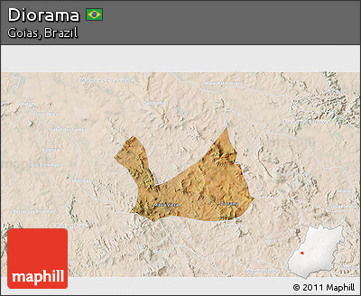 Satellite 3D Map of Diorama, lighten