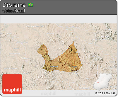 Satellite 3D Map of Diorama, lighten