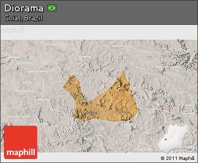Satellite 3D Map of Diorama, lighten, semi-desaturated
