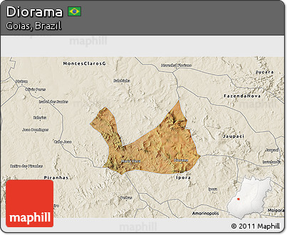 Satellite 3D Map of Diorama, shaded relief outside