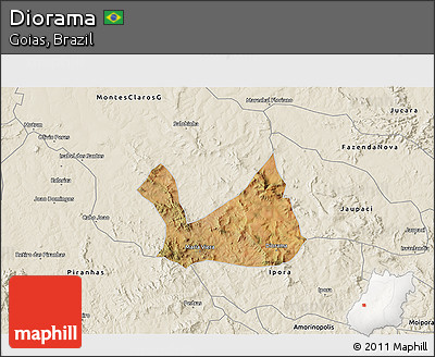 Satellite 3D Map of Diorama, shaded relief outside