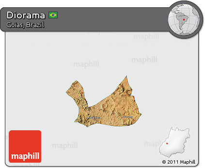 Satellite 3D Map of Diorama, single color outside