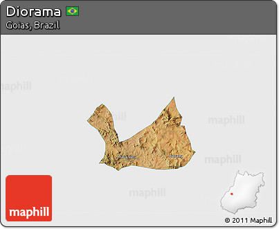Satellite 3D Map of Diorama, single color outside
