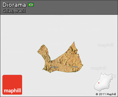 Satellite 3D Map of Diorama, single color outside