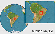 Satellite Location Map of Diorama, within the entire country