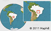 Satellite Location Map of Fazenda Nova, highlighted country, within the entire country