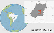 Savanna Style Location Map of Goiania, highlighted country, highlighted parent region