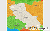 Shaded Relief 3D Map of Jatai, political outside