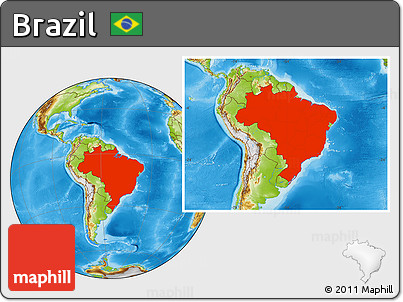 Physical Location Map of Brazil