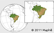 Satellite Location Map of Brazil, blank outside